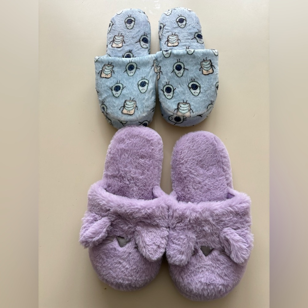 2 pair Justice girls  novelty slippers